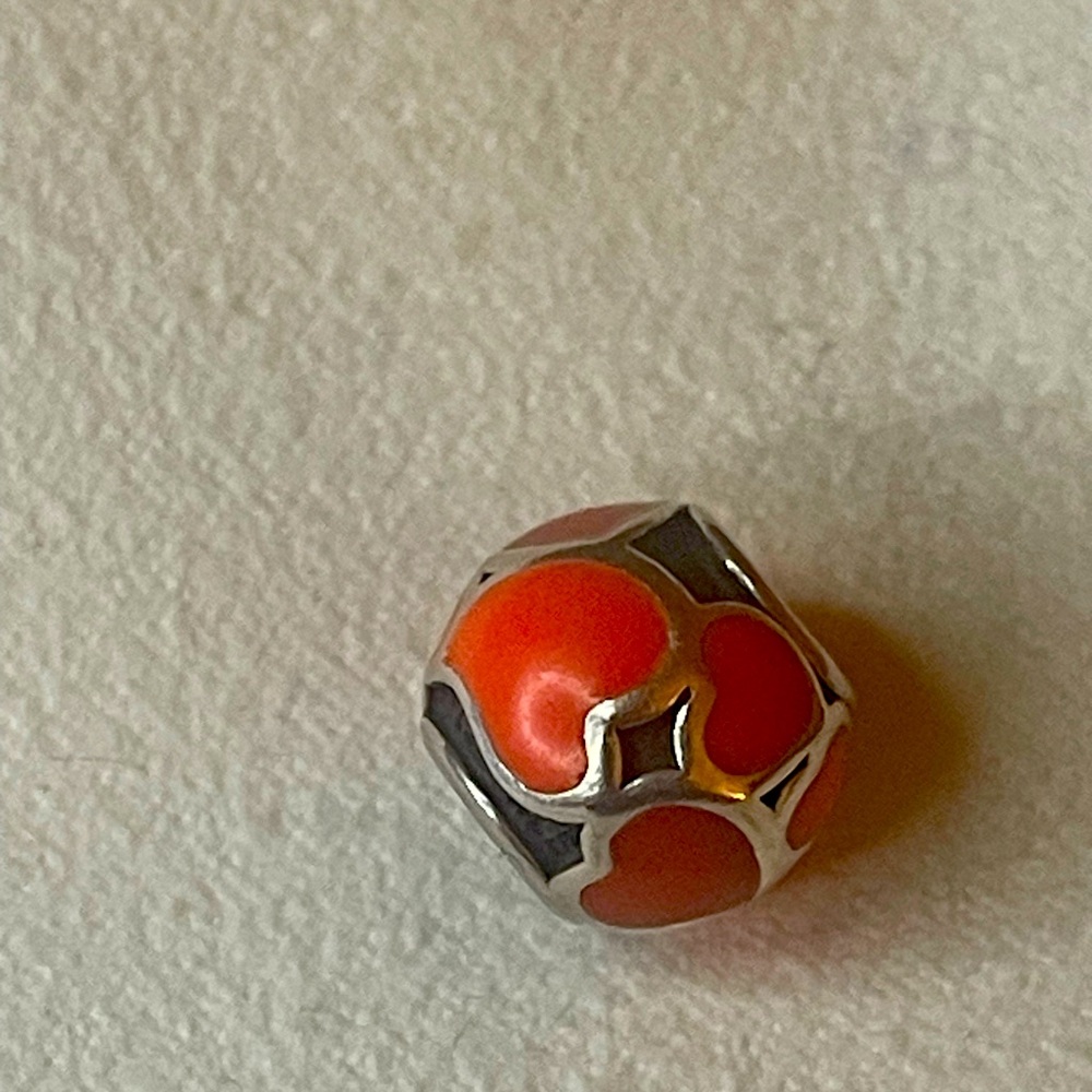 Pandora Silver Bead with Enamel Hearts